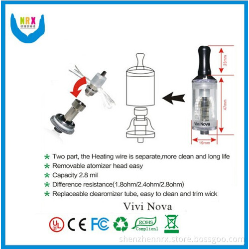 Vision E-Fire Huge Vapor Glass Atomizer Tank Vivi Nova